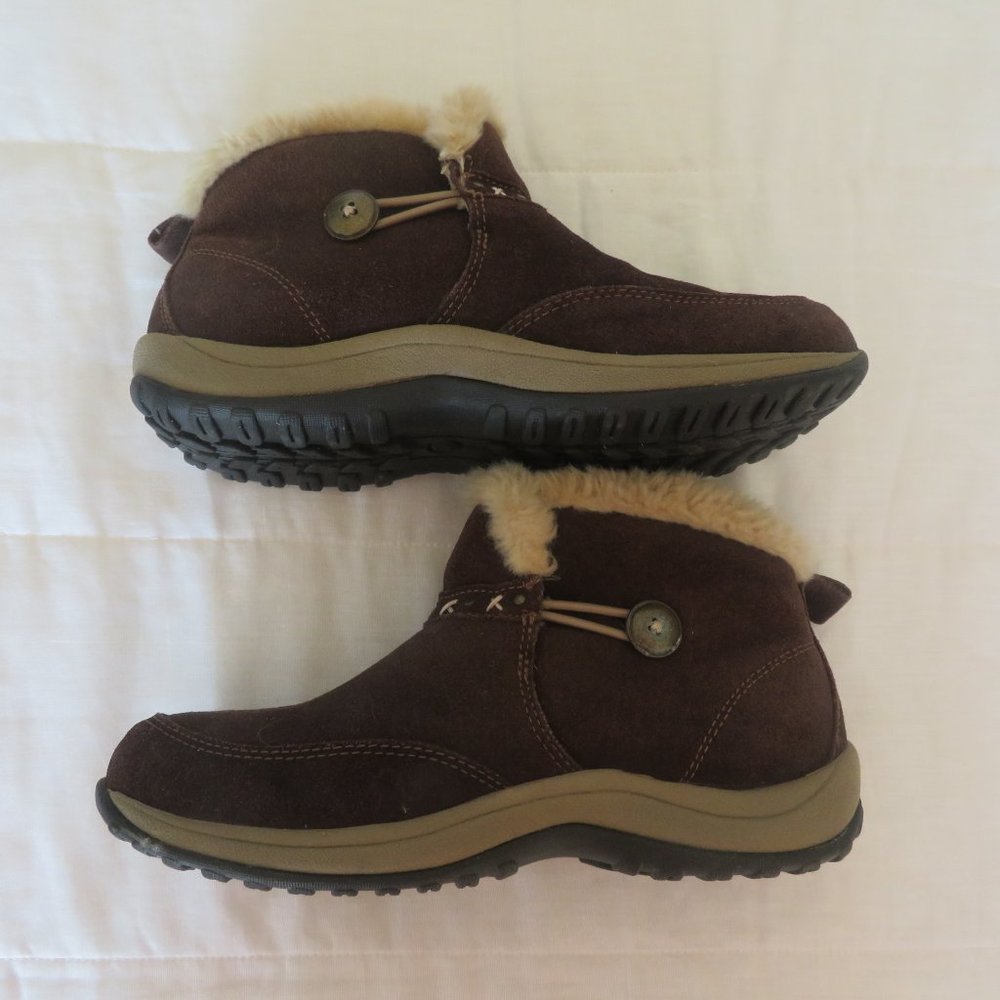 Women's Easy Spirit Esserra Brown Suede Ankle Boot Faux Fur Size 6.5